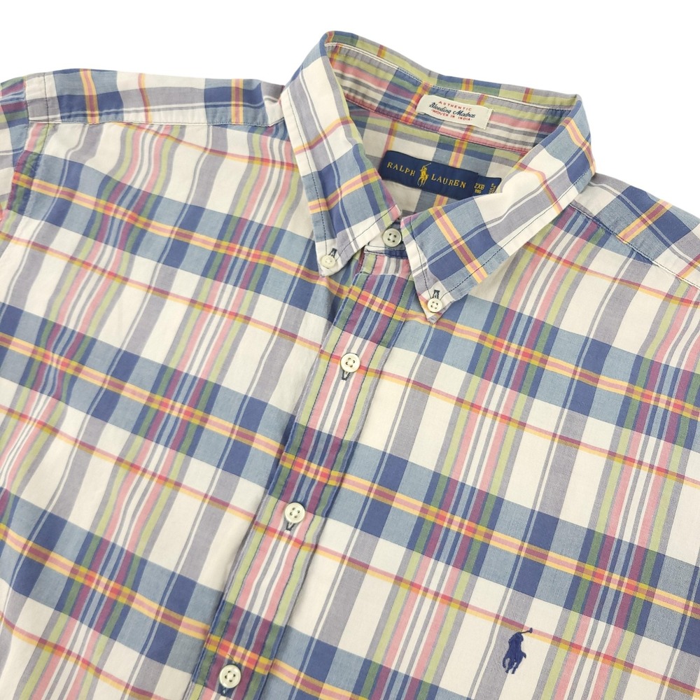 Ralph Lauren Shirt Mens Big 2X Multicolor Plaid Short Sleeve Indian Madras
